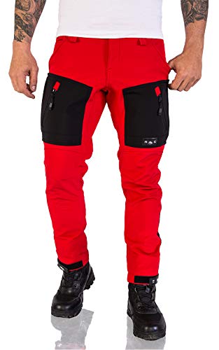 Rock Creek Herren Softshell Hose Cargohose Outdoorhose Wanderhose Herrenhose Wasserdicht Skihose Arbeitshose Winter Hose H-196 Rot 2XL von Rock Creek