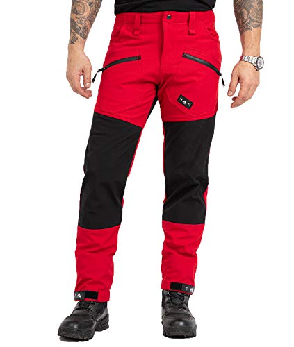 Rock Creek Herren Softshell Hose Cargohose Outdoorhose Wanderhose Herrenhose Wasserdicht Skihose Arbeitshose Winterhose Trekkinghose H-245 Rot 3XL von Rock Creek