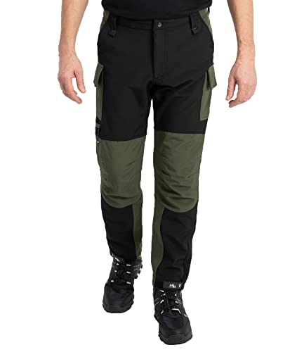 Rock Creek Herren Softshell Hose Cargohose Outdoorhose Wanderhose Herrenhose Wasserdicht Skihose Arbeitshose Winterhose Trekkinghose H-310 Dunkelgrün 2XL von Rock Creek