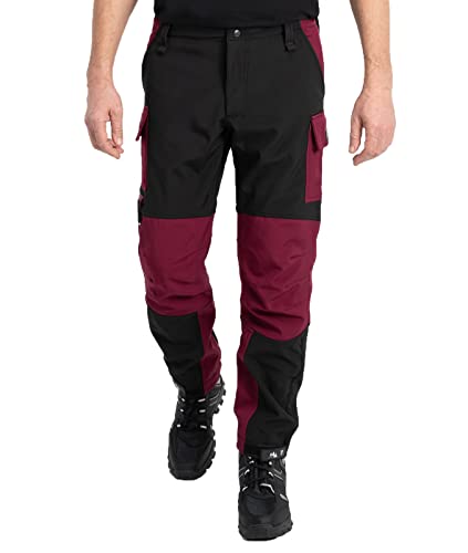 Rock Creek Herren Softshell Hose Cargohose Outdoorhose Wanderhose Herrenhose Wasserdicht Skihose Arbeitshose Winterhose Trekkinghose H-310 Weinrot L von Rock Creek
