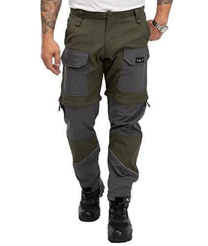 Rock Creek Herren Softshell Hose Cargohose Outdoorhose Wanderhose Herrenhose Wasserdicht Zip-Off Shorts Winterhose Trekkinghose H-309 Dunkelgrün L von Rock Creek