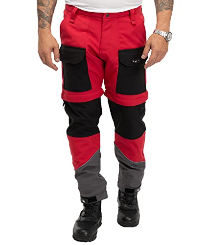 Rock Creek Herren Softshell Hose Cargohose Outdoorhose Wanderhose Herrenhose Wasserdicht Zip-Off Shorts Winterhose Trekkinghose H-309 Rot M von Rock Creek