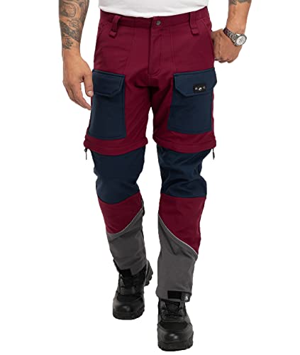 Rock Creek Herren Softshell Hose Cargohose Outdoorhose Wanderhose Herrenhose Wasserdicht Zip-Off Shorts Winterhose Trekkinghose H-309 Weinrot 2XL von Rock Creek