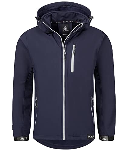 Rock Creek Herren Softshell Jacke Outdoor Jacke Windbreaker Übergangsjacke Anorak Kapuze Regenjacke Winterjacke Herrenjacke Jacket H-168 Navy 5XL von Rock Creek