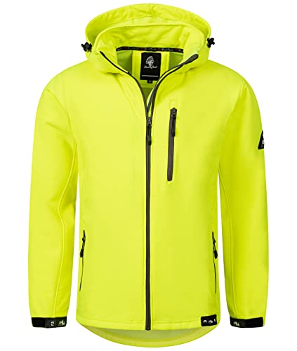 Rock Creek Herren Softshell Jacke Outdoor Jacke Windbreaker Übergangsjacke Anorak Kapuze Regenjacke Winterjacke Herrenjacke Jacket H-168 Neongelb S von Rock Creek