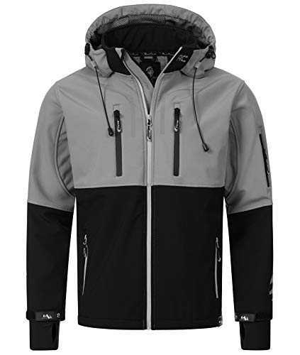 Rock Creek Herren Softshell Jacke Outdoor Jacke Windbreaker Übergangsjacke Anorak Kapuze Regenjacke Winterjacke Herrenjacke Jacket H-222 Grau 2XL von Rock Creek