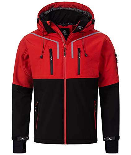 Rock Creek Herren Softshell Jacke Outdoor Jacke Windbreaker Übergangsjacke Anorak Kapuze Regenjacke Winterjacke Herrenjacke Jacket H-222 Rot 2XL von Rock Creek