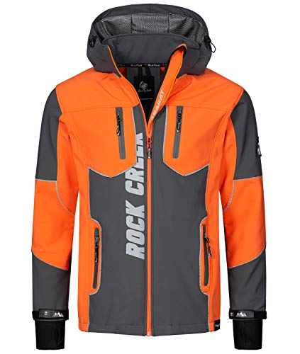 Rock Creek Herren Softshell Jacke Outdoor Jacke Windbreaker Übergangsjacke Anorak Kapuze Regenjacke Winterjacke Herrenjacke Jacket H-237 Anthrazit S von Rock Creek