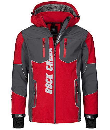 Rock Creek Herren Softshell Jacke Outdoor Jacke Windbreaker Übergangsjacke Anorak Kapuze Regenjacke Winterjacke Herrenjacke Jacket H-237 Rot L von Rock Creek