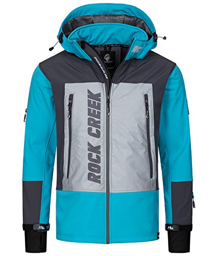 Rock Creek Herren Softshell Jacke Outdoor Jacke Windbreaker Übergangsjacke Anorak Kapuze Regenjacke Winterjacke Herrenjacke Jacket H-238 Himmelblau XL von Rock Creek