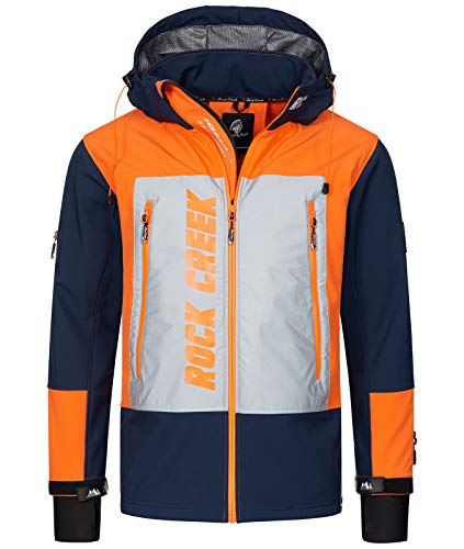 Rock Creek Herren Softshell Jacke Outdoor Jacke Windbreaker Übergangsjacke Anorak Kapuze Regenjacke Winterjacke Herrenjacke Jacket H-238 Navy 3XL von Rock Creek
