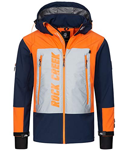 Rock Creek Herren Softshell Jacke Outdoor Jacke Windbreaker Übergangsjacke Anorak Kapuze Regenjacke Winterjacke Herrenjacke Jacket H-238 Navy 4XL von Rock Creek