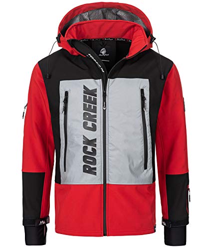 Rock Creek Herren Softshell Jacke Outdoor Jacke Windbreaker Übergangsjacke Anorak Kapuze Regenjacke Winterjacke Herrenjacke Jacket H-238 Rot 3XL von Rock Creek