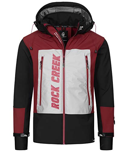 Rock Creek Herren Softshell Jacke Outdoor Jacke Windbreaker Übergangsjacke Anorak Kapuze Regenjacke Winterjacke Herrenjacke Jacket H-238 Schwarz 3XL von Rock Creek