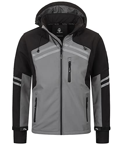 Rock Creek Herren Softshell Jacke Outdoor Jacke Windbreaker Übergangsjacke Anorak Kapuze Regenjacke Winterjacke Herrenjacke Jacket H-285 Grau 3XL von Rock Creek