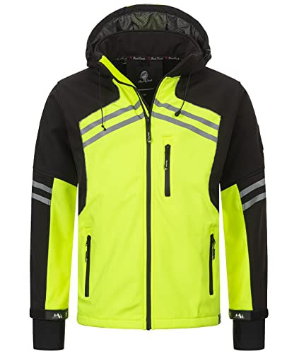 Rock Creek Herren Softshell Jacke Outdoor Jacke Windbreaker Übergangsjacke Anorak Kapuze Regenjacke Winterjacke Herrenjacke Jacket H-285 Neongelb 5XL von Rock Creek