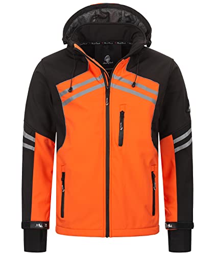 Rock Creek Herren Softshell Jacke Outdoor Jacke Windbreaker Übergangsjacke Anorak Kapuze Regenjacke Winterjacke Herrenjacke Jacket H-285 Orange 2XL von Rock Creek