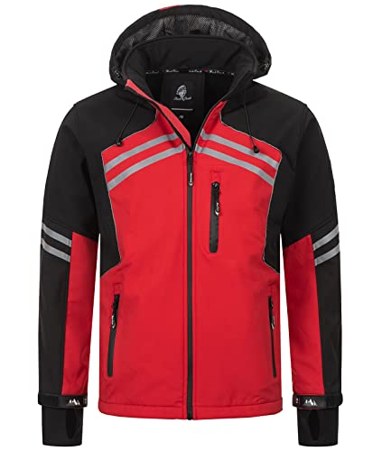 Rock Creek Herren Softshell Jacke Outdoor Jacke Windbreaker Übergangsjacke Anorak Kapuze Regenjacke Winterjacke Herrenjacke Jacket H-285 Rot 2XL von Rock Creek