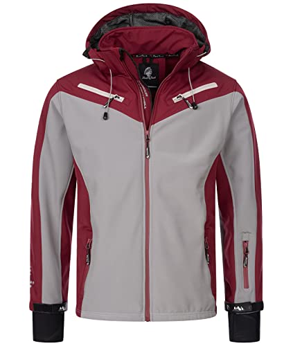 Rock Creek Herren Softshell Jacke Outdoor Jacke Windbreaker Übergangsjacke Anorak Kapuze Regenjacke Winterjacke Herrenjacke Jacket H-286 Weinrot 5XL von Rock Creek