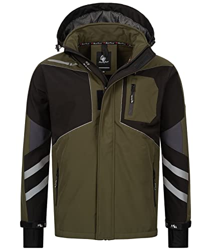 Rock Creek Herren Softshell Jacke Outdoor Jacke Windbreaker Übergangsjacke Anorak Kapuze Regenjacke Winterjacke Herrenjacke Jacket H-287 Dunkelgrün 3XL von Rock Creek