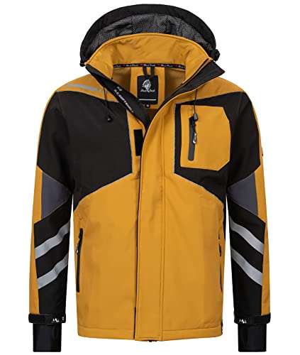 Rock Creek Herren Softshell Jacke Outdoor Jacke Windbreaker Übergangsjacke Anorak Kapuze Regenjacke Winterjacke Herrenjacke Jacket H-287 Maisgelb M von Rock Creek