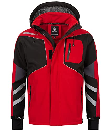 Rock Creek Herren Softshell Jacke Outdoor Jacke Windbreaker Übergangsjacke Anorak Kapuze Regenjacke Winterjacke Herrenjacke Jacket H-287 Rot 3XL von Rock Creek