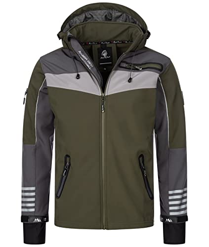 Rock Creek Herren Softshell Jacke Outdoor Jacke Windbreaker Übergangsjacke Anorak Kapuze Regenjacke Winterjacke Herrenjacke Jacket H-288 Dunkelgrün 2XL von Rock Creek