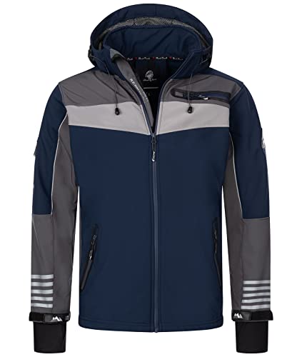 Rock Creek Herren Softshell Jacke Outdoor Jacke Windbreaker Übergangsjacke Anorak Kapuze Regenjacke Winterjacke Herrenjacke Jacket H-288 Navy 4XL von Rock Creek