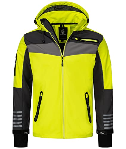 Rock Creek Herren Softshell Jacke Outdoor Jacke Windbreaker Übergangsjacke Anorak Kapuze Regenjacke Winterjacke Herrenjacke Jacket H-288 Neongelb L von Rock Creek