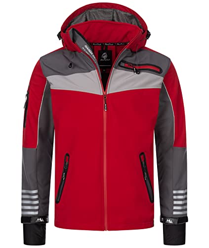 Rock Creek Herren Softshell Jacke Outdoor Jacke Windbreaker Übergangsjacke Anorak Kapuze Regenjacke Winterjacke Herrenjacke Jacket H-288 Rot 2XL von Rock Creek