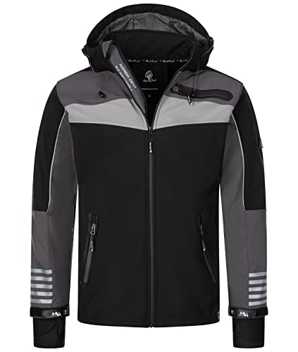 Rock Creek Herren Softshell Jacke Outdoor Jacke Windbreaker Übergangsjacke Anorak Kapuze Regenjacke Winterjacke Herrenjacke Jacket H-288 Schwarz 2XL von Rock Creek