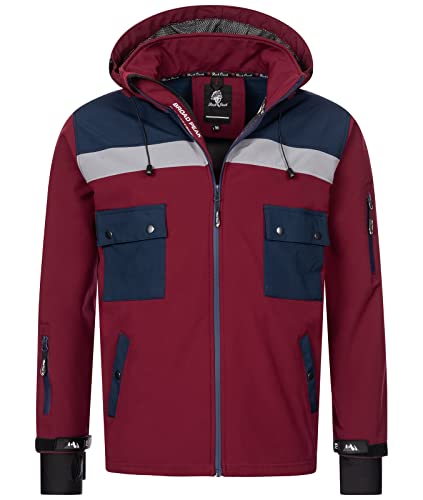 Rock Creek Herren Softshell Jacke Outdoor Jacke Windbreaker Übergangsjacke Anorak Kapuze Regenjacke Winterjacke Herrenjacke Jacket H-292 Weinrot 3XL von Rock Creek