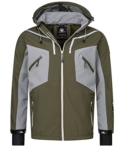 Rock Creek Herren Softshell Jacke Outdoor Jacke Windbreaker Übergangsjacke Anorak Kapuze Regenjacke Winterjacke Herrenjacke Jacket H-293 Khaki 3XL von Rock Creek