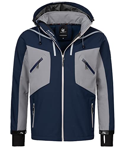 Rock Creek Herren Softshell Jacke Outdoor Jacke Windbreaker Übergangsjacke Anorak Kapuze Regenjacke Winterjacke Herrenjacke Jacket H-293 Navy 2XL von Rock Creek