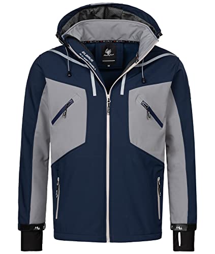 Rock Creek Herren Softshell Jacke Outdoor Jacke Windbreaker Übergangsjacke Anorak Kapuze Regenjacke Winterjacke Herrenjacke Jacket H-293 Navy 4XL von Rock Creek