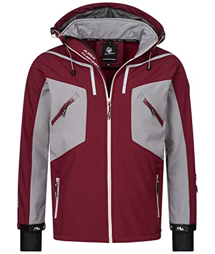 Rock Creek Herren Softshell Jacke Outdoor Jacke Windbreaker Übergangsjacke Anorak Kapuze Regenjacke Winterjacke Herrenjacke Jacket H-293 Weinrot 2XL von Rock Creek