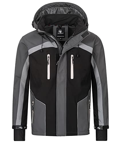 Rock Creek Herren Softshell Jacke Outdoor Jacke Windbreaker Übergangsjacke Anorak Kapuze Regenjacke Winterjacke Herrenjacke Jacket H-311 Dunkelgrau 2XL von Rock Creek