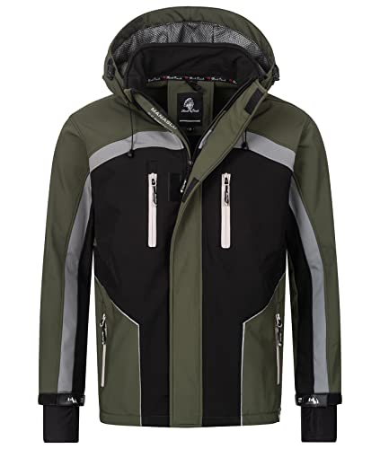 Rock Creek Herren Softshell Jacke Outdoor Jacke Windbreaker Übergangsjacke Anorak Kapuze Regenjacke Winterjacke Herrenjacke Jacket H-311 Dunkelgrün 2XL von Rock Creek