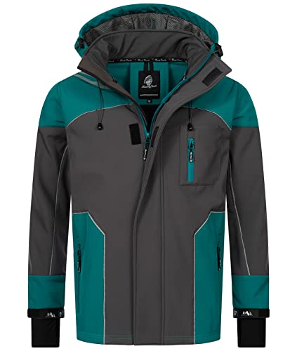 Rock Creek Herren Softshell Jacke Outdoor Jacke Windbreaker Übergangsjacke Anorak Kapuze Regenjacke Winterjacke Herrenjacke Jacket H-312 Dunkeltürkis 4XL von Rock Creek
