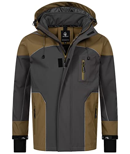 Rock Creek Herren Softshell Jacke Outdoor Jacke Windbreaker Übergangsjacke Anorak Kapuze Regenjacke Winterjacke Herrenjacke Jacket H-312 Hellbraun 3XL von Rock Creek