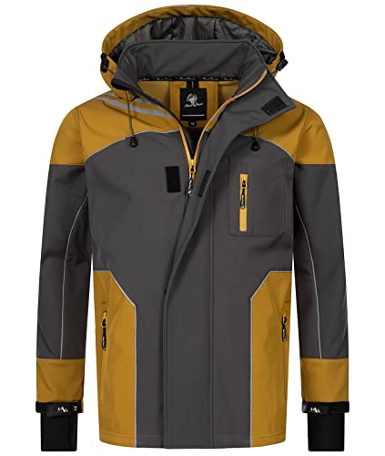 Rock Creek Herren Softshell Jacke Outdoor Jacke Windbreaker Übergangsjacke Anorak Kapuze Regenjacke Winterjacke Herrenjacke Jacket H-312 Maisgelb L von Rock Creek