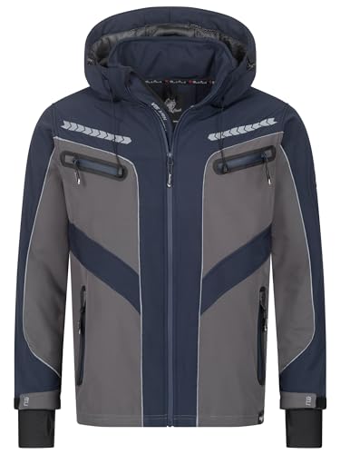 Rock Creek Herren Softshell Jacke Outdoor Jacke Windbreaker Übergangsjacke Anorak Kapuze Regenjacke Winterjacke Herrenjacke Jacket H-314 Mittelblau 2XL von Rock Creek