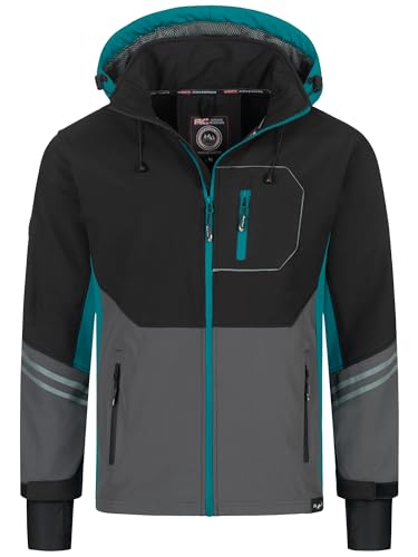 Rock Creek Herren Softshell Jacke Outdoor Jacke Windbreaker Übergangsjacke Anorak Kapuze Regenjacke Winterjacke Herrenjacke Jacket H-344 Dunkeltürkis 4XL von Rock Creek