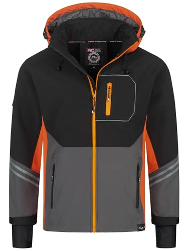 Rock Creek Herren Softshell Jacke Outdoor Jacke Windbreaker Übergangsjacke Anorak Kapuze Regenjacke Winterjacke Herrenjacke Jacket H-344 Orange 4XL von Rock Creek