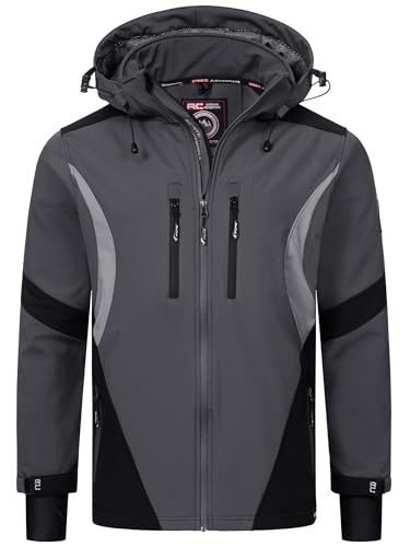Rock Creek Herren Softshell Jacke Outdoor Jacke Windbreaker Übergangsjacke Anorak Kapuze Regenjacke Winterjacke Herrenjacke Jacket H-345 Dunkelgrau S von Rock Creek