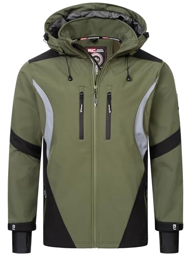 Rock Creek Herren Softshell Jacke Outdoor Jacke Windbreaker Übergangsjacke Anorak Kapuze Regenjacke Winterjacke Herrenjacke Jacket H-345 Dunkelgrün L von Rock Creek
