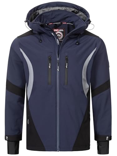 Rock Creek Herren Softshell Jacke Outdoor Jacke Windbreaker Übergangsjacke Anorak Kapuze Regenjacke Winterjacke Herrenjacke Jacket H-345 Navy 5XL von Rock Creek