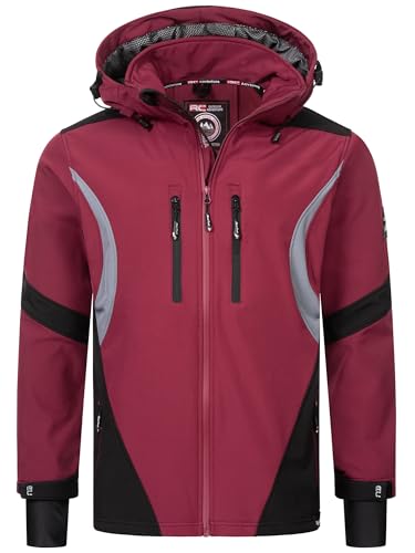 Rock Creek Herren Softshell Jacke Outdoor Jacke Windbreaker Übergangsjacke Anorak Kapuze Regenjacke Winterjacke Herrenjacke Jacket H-345 Weinrot XL von Rock Creek