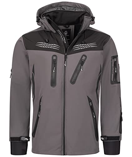 Rock Creek Herren Softshell Jacke Outdoor Regenjacke Windbreaker Softshelljacken Wanderjacke Skijacke Laufjacke Thermojacke Kapuze H-159 Anthrazit XXXXL von Rock Creek