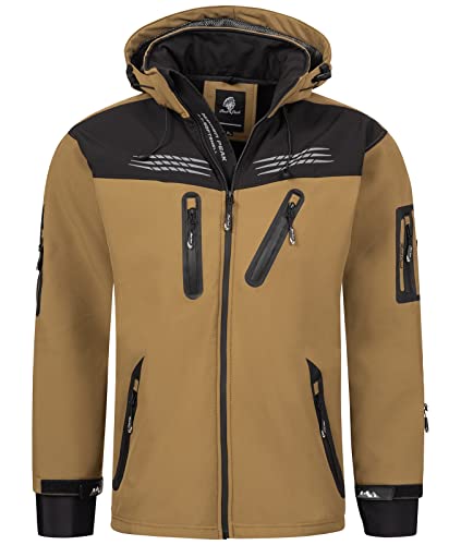 Rock Creek Herren Softshell Jacke Outdoor Regenjacke Windbreaker Softshelljacken Wanderjacke Skijacke Laufjacke Thermojacke Kapuze H-159 Braun S von Rock Creek